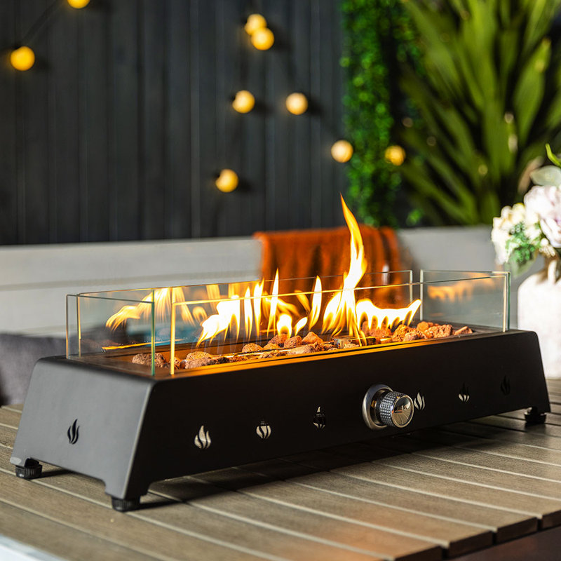 AJ ENJOY 28" Tabletop Gas Fireplace Metal Propane Fire Pit with Flame ...